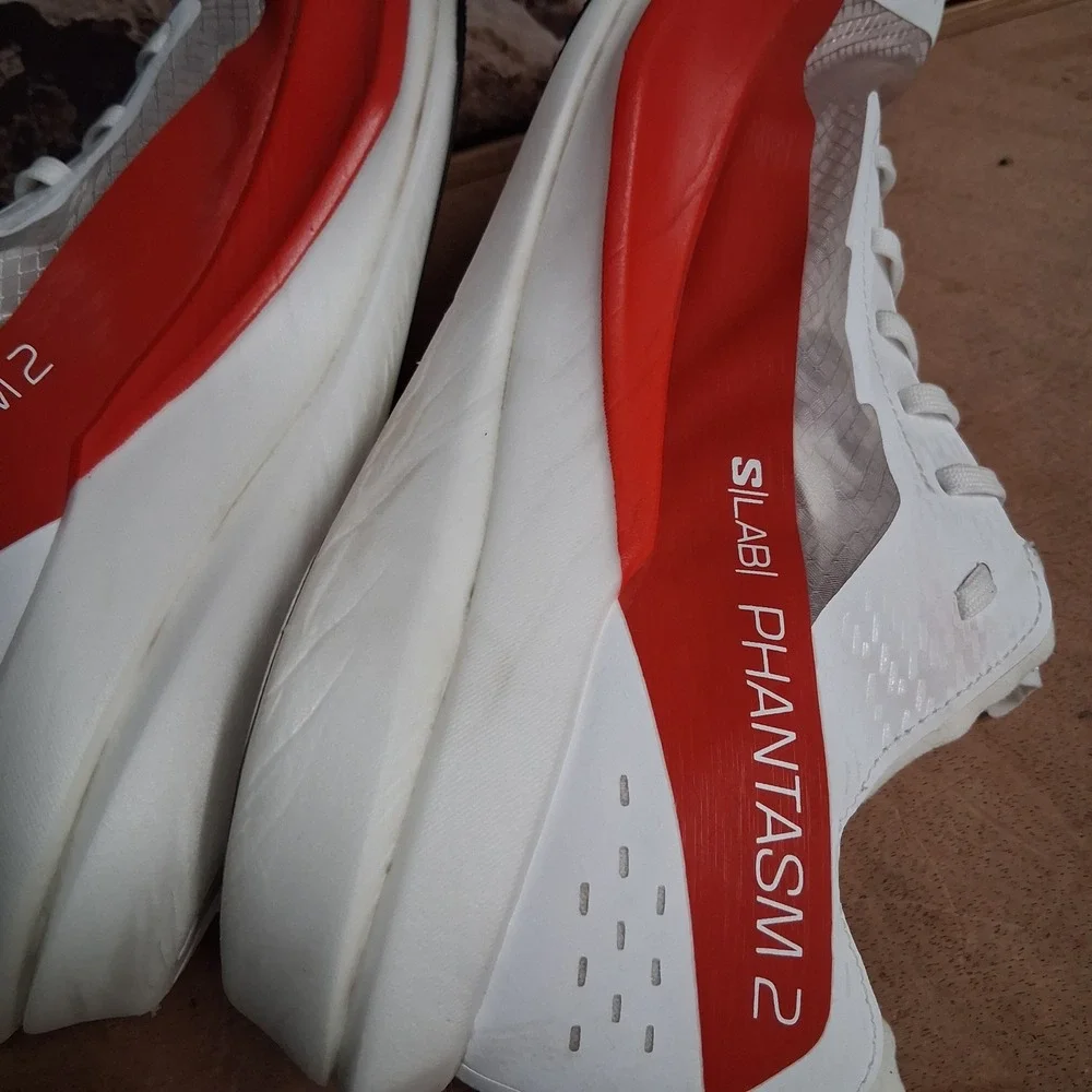 Salomon S/Lab Phantasm 2 Mens 10 Womens 11 White Red Racing Running Shoes NICE!